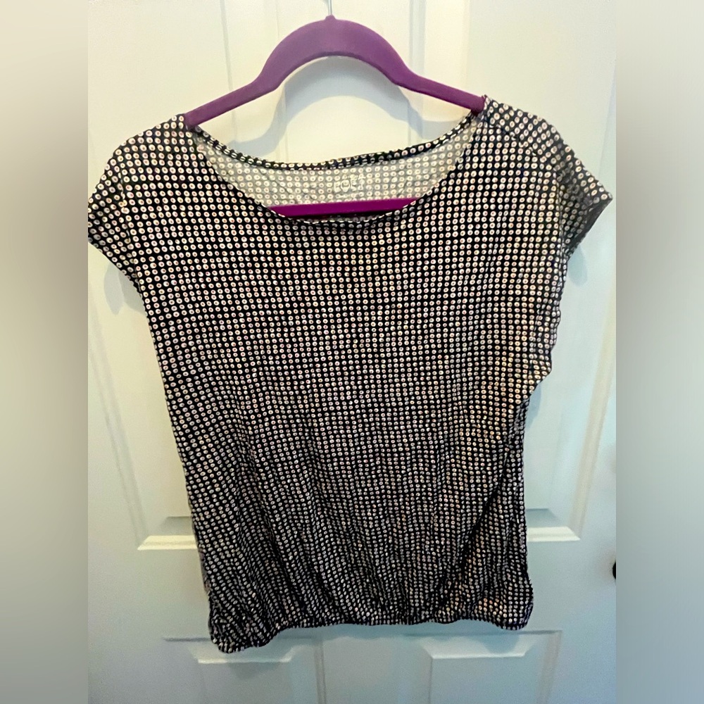 EUC Women’s Loft Navy, White and Red Print Blouse, Size M
